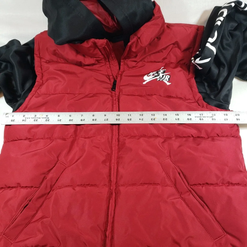 Jordan Puffer Vest Jacket Red Black Nike Air Logo‎ Hooded Boys Youth 13-15 Yrs